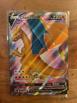 Pokemon Charizard v SWSH050 Black Star Promo Holo Card Champions Path - Image 3