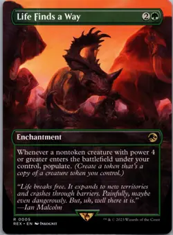 1x BORDERLESS LIFE FINDS A WAY - Jurassic Park - MTG Magic the Gathering NM - Image 1