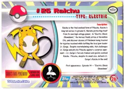 Raichu #26 1999 Pokemon Topps (Blue Logo) LP - Image 2