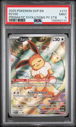 2025 POKEMON SVP EN-SV BLACK STAR PROMO PRISMATIC EVOLUTIONS ETB 173 EEVEE PSA 9 - Image 1