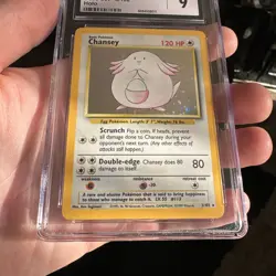 Pokemon Base Set Chansey CGC 9 MINT WOTC 1999 Game 3/102 - Image 2