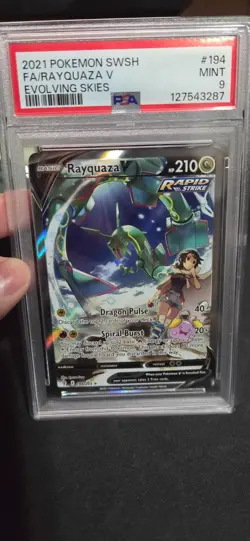 Pokemon Rayquaza V Evolving Skies Full Alt Art #194 PSA 9 Mint - Image 1