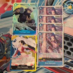 Trafalgar Law ST17-002 SR + 4 x Boa Hancock EB04-027 R/OP14 Boa Leader One Piece - Image 1