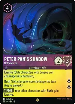 Disney Lorcana Peter Pan's Shadow Not Sewn On 55/204​​ Cold Foil Rise Floodborn - Image 1