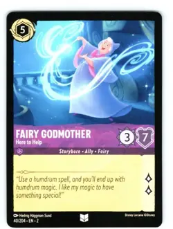 FOIL Fairy Godmother Here to Help 40/204 Uncommon Rise of the Floodborn Lorcana - Image 1