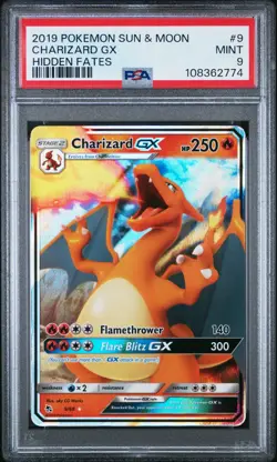 Charizard GX 9/68 SM Hidden Fates Full Art PSA 9 Pokemon Card - Image 1