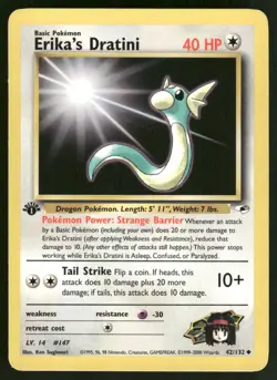 Pokemon Cards Erika's Dratini 42/132 1ST EDITION Gym Heroes WOTC Uncommon NM - Image 1