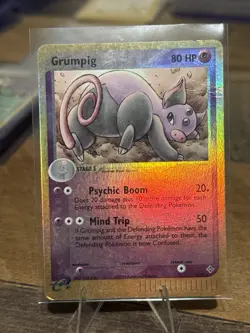 Grumpig Holo Rare 6/97 EX Dragon 2003 Pokemon Card MP Crease - Image 1