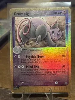 Grumpig Holo Rare 6/97 EX Dragon 2003 Pokemon Card MP Crease - Image 2