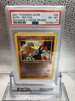 PSA 6 EX-MT Entei 34 Promo Black Star Reverse Holo Pokemon Trading Card SWIRL - Image 1