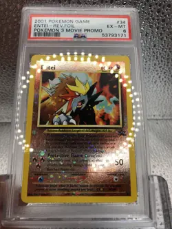 PSA 6 EX-MT Entei 34 Promo Black Star Reverse Holo Pokemon Trading Card SWIRL - Image 2