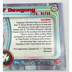Dewgong Pokemon Card Topps #87 TV Animation Edition Series Blue Logo - Image 5