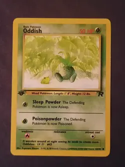 Pokemon Card Team Rocket 1st Edition Regular Finish Oddish 63/82 - Image 3