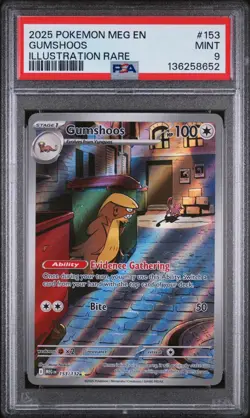 PSA 9 2025 Pokemon Meg EN-Mega Evolution Gumshoos Illustration Rare #153 - Image 1