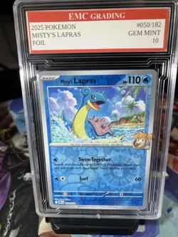MISTY'S LAPRAS FOIL 050/182 Pokemon 2025 Card GRADED 10 TCG CCG - Image 1