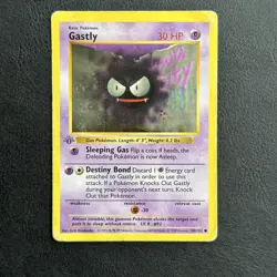 Gastly 50/102 (1st Edition Shadowless) Base Set HP Pokemon Card - Image 1