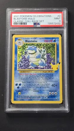PSA 9 Blastoise Celebrations Classic Collection 15/102 Holo Rare Pokemon 2021 - Image 1