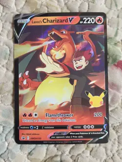 Pokemon TCG Lance's Charizard V Holo Promo Celebrations SWSH133 NM/MINT - Image 1
