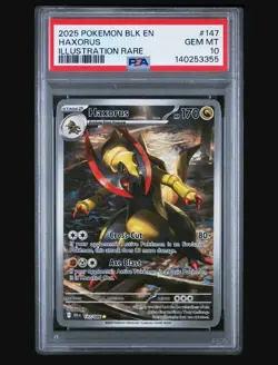 2025 POKEMON BLK EN-BLACK BOLT ILLUSTRATION RARE #147 HAXORUS PSA 10 - Image 1