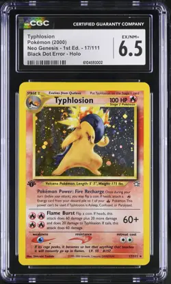 CGC 6.5 1st Edition BLACK DOT ERROR Typhlosion #17 Neo Genesis Holo Rare Pokemon - Image 1