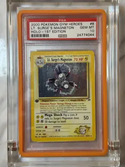 2000 Pokemon Lt. Surge's Magneton 008/132 Gym Heroes Holo 1st Edition PSA 10 GEM - Image 1