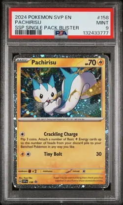2024 POKEMON SVP PROMO SURGING SPARKS SINGLE PACK BLISTER #158 PACHIRISU PSA 9 - Image 1