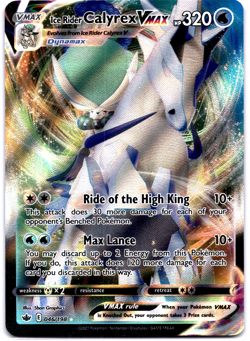 Pokemon TCG Ice Rider Calyrex VMAX 046/198 Chilling Reign Holo Rare Near Mint - Image 1