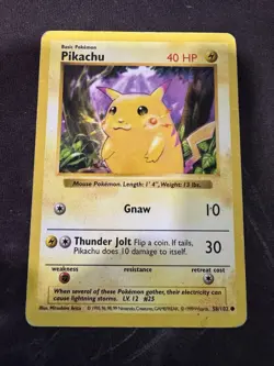 Pokemon Pikachu TCG Yellow Cheeks Card 58/102 Shadowless Base Set 1999 MP - Image 1