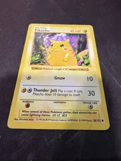 Pokemon Pikachu TCG Yellow Cheeks Card 58/102 Shadowless Base Set 1999 MP - Image 2