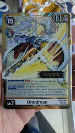 Digimon TCG Omnimon (Serial Numbered) BT5-086 SR 2024 Regionals Top 8 Prize Card - Image 1