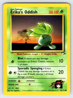 Erika's Oddish 78/132 2000 Gym Heroes Pokemon Card Vintage WOTC Common - Vlp - Image 1
