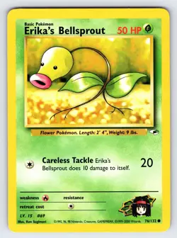 Erika's Bellsprout 76/132 2000 Gym Heroes Pokemon Card Vintage WOTC Common - Vlp - Image 1