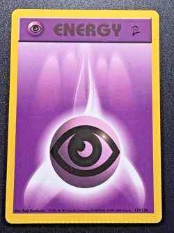 Crimped Miscut Psychic Energy 129/130 Base Set 2 WoTC Pokemon Card Rare NM - Image 1