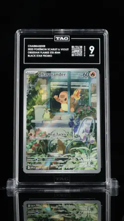 Pokemon TCG Charmander 044 Scarlet & Violet Promo Black Star Holo TAG 9 - Image 1