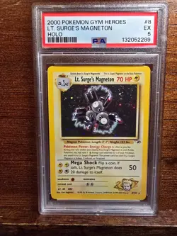 2000 POKEMON GYM HEROES HOLO-1ST ED #8 LT. SURGE'S MAGNETON PSA 5 - Image 1