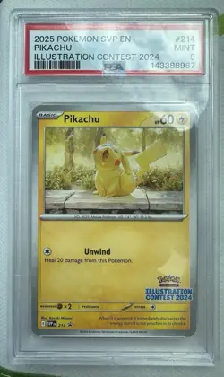 2025 POKEMON SVP EN-SV BLACK STAR PROMO ILLUSTRATION CONTEST 2024 PIKACHU PSA 9 - Image 1