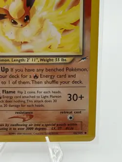 Pokemon Light Flareon 80 HP Uncommon Neo Destiny 46/105 English Unlimited - Image 2