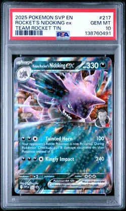 2025 POKEMON SVP EN-SV BLACK STAR PROMO #217 TEAM ROCKET'S NIDOKING EX PSA 10 - Image 1