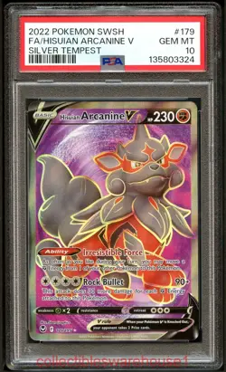 Pokemon Silver Tempest Hisuian Arcanine V 179 PSA 10 - Image 1