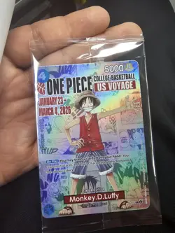 One Piece x NCAA Monkey.D.Luffy US Voyage Promo Holo Card UNOPENED - Image 1