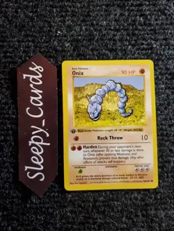 1st Edition Shadowless Onix 56/102 Base Set Pokemon Card NM - Image 1