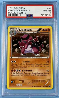 PSA 8 Krookodile 65/114 Holo Rare Black & White Base Set Pokemon Card NM/MINT - Image 1