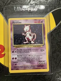 Pokemon Mewtwo 10/102 Holo Rare WOTC Pokemon Card *FAST SHIP* - Image 1