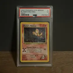 PSA 3 VG Blaine's Moltres 2000 Gym Heroes 1/132 Holo Rare Pokemon Card 🌀SWIRL🌀 - Image 1