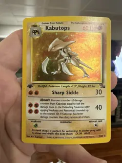 Kabutops - 9/62 - Pokemon Fossil 1st Edition Holo Rare Card WOTC - MP Curved - Image 1