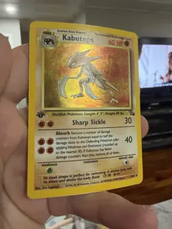 Kabutops - 9/62 - Pokemon Fossil 1st Edition Holo Rare Card WOTC - MP Curved - Image 3