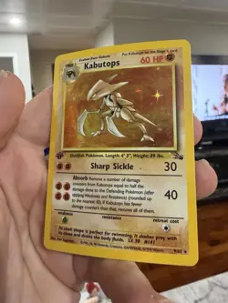 Kabutops - 9/62 - Pokemon Fossil 1st Edition Holo Rare Card WOTC - MP Curved - Image 4