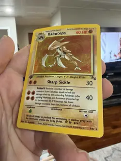 Kabutops - 9/62 - Pokemon Fossil 1st Edition Holo Rare Card WOTC - MP Curved - Image 5