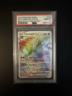 Pokemon Charizard VSTAR Secret Rare Holo 174/172 Brilliant Stars PSA 10 - Image 1
