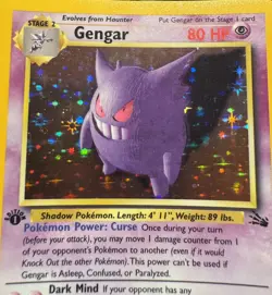 GENGAR 1st Edition Pokemon Card 1999 vintage 5/62 Holo RARE Fossil Pokemon - Image 1